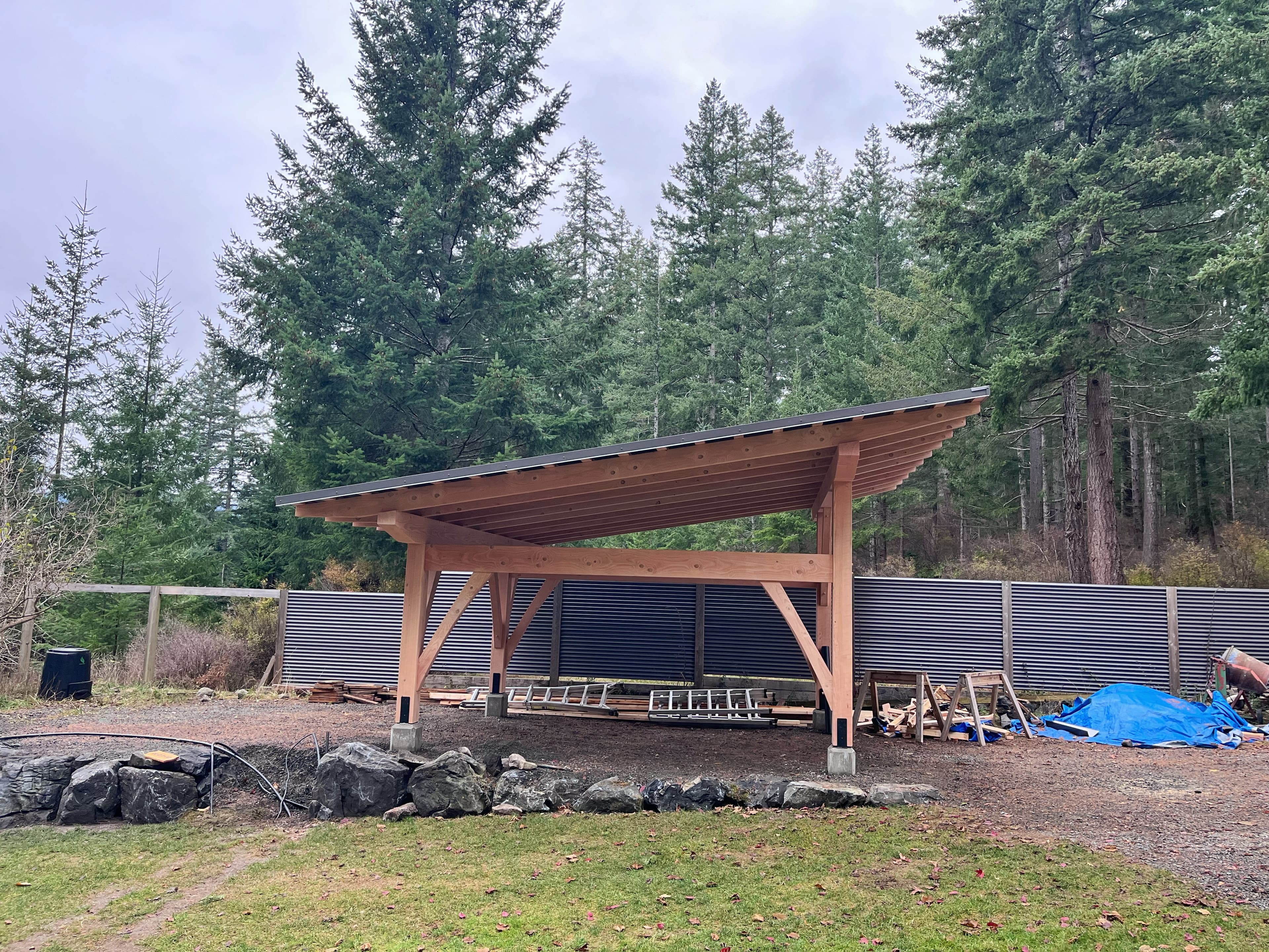 Timber frame detail highlighting precision cuts and balanced structure