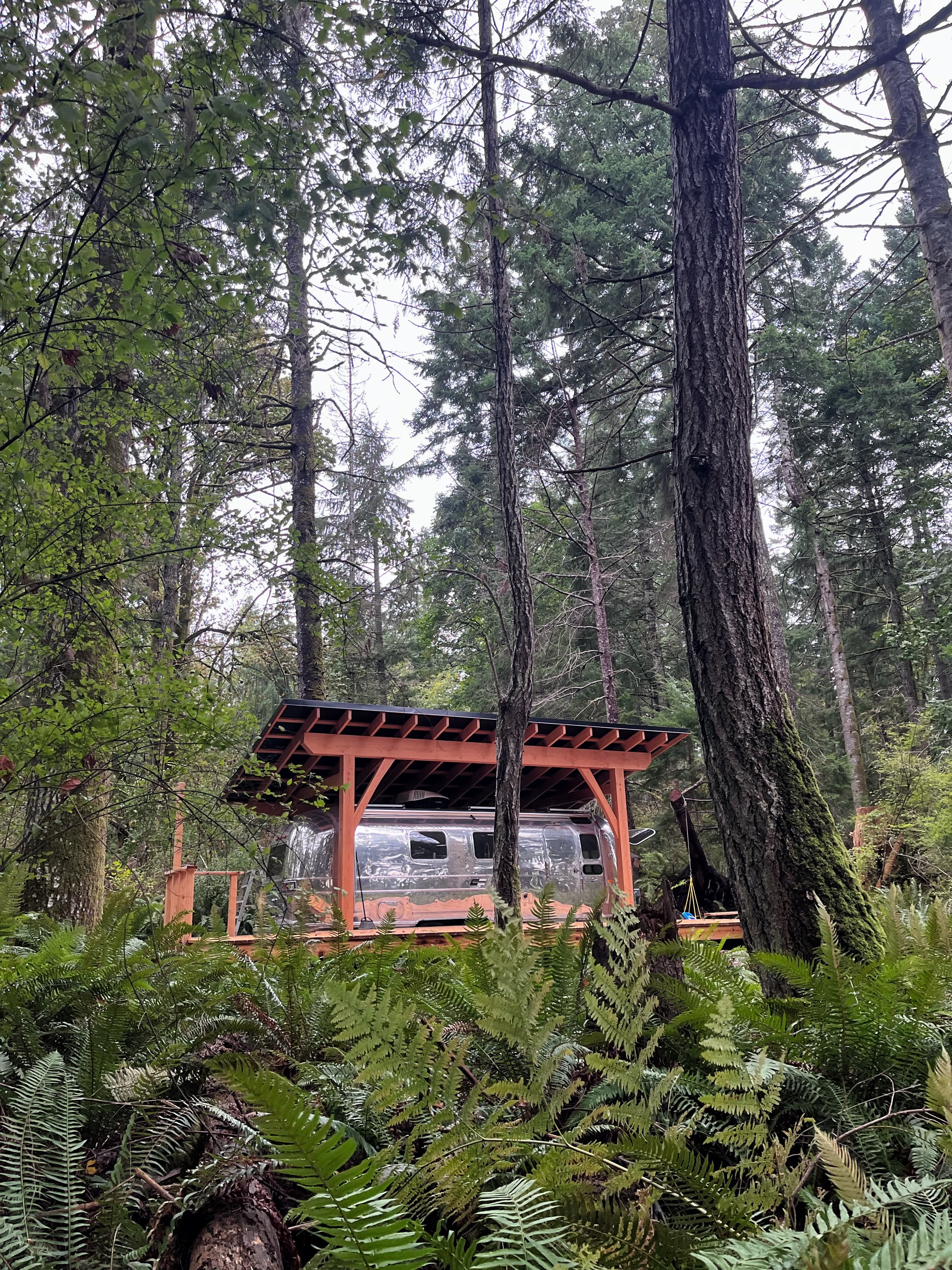 Exterior timber frame composition with strong roofline