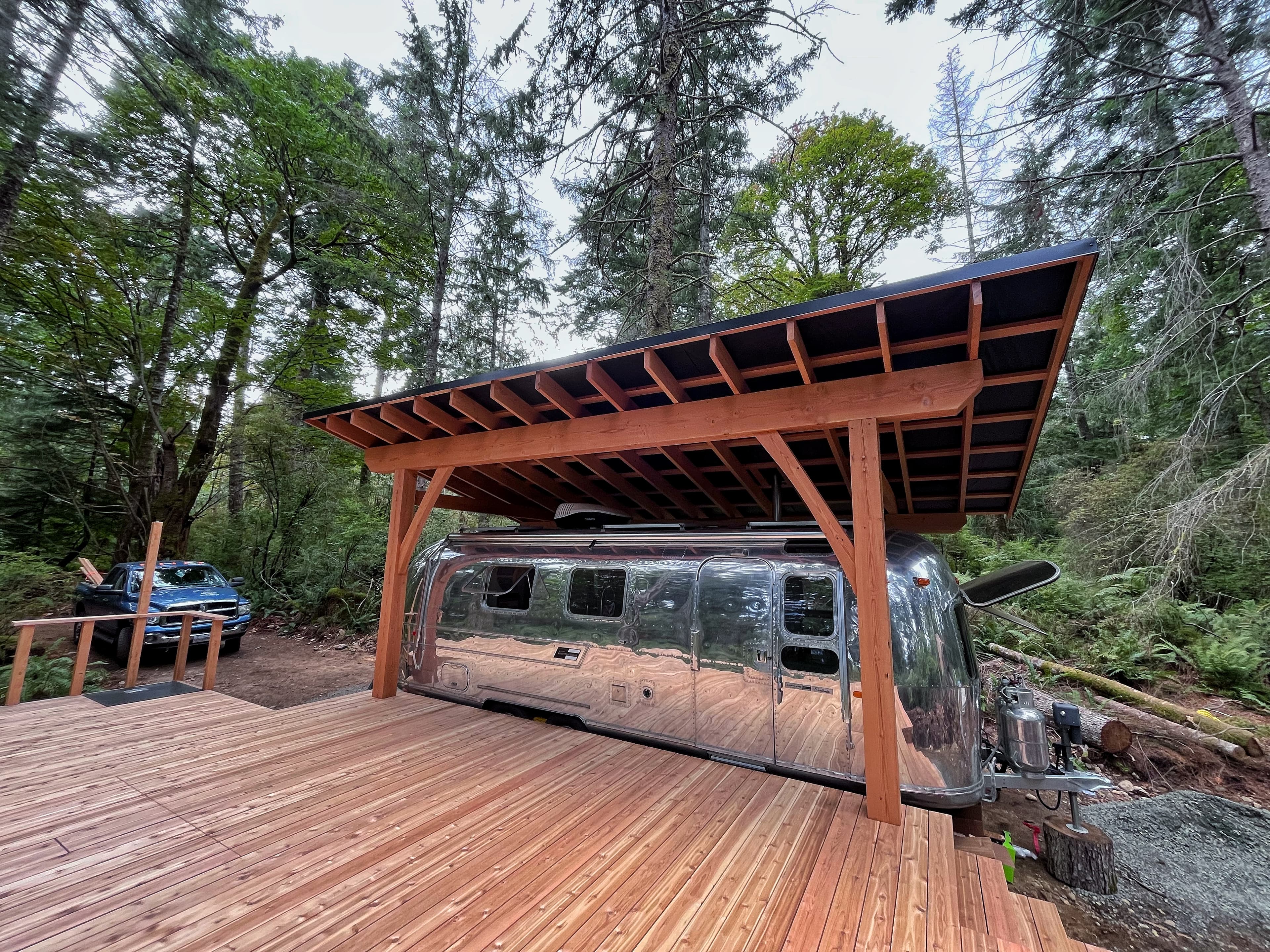 Completed timber frame from a distance