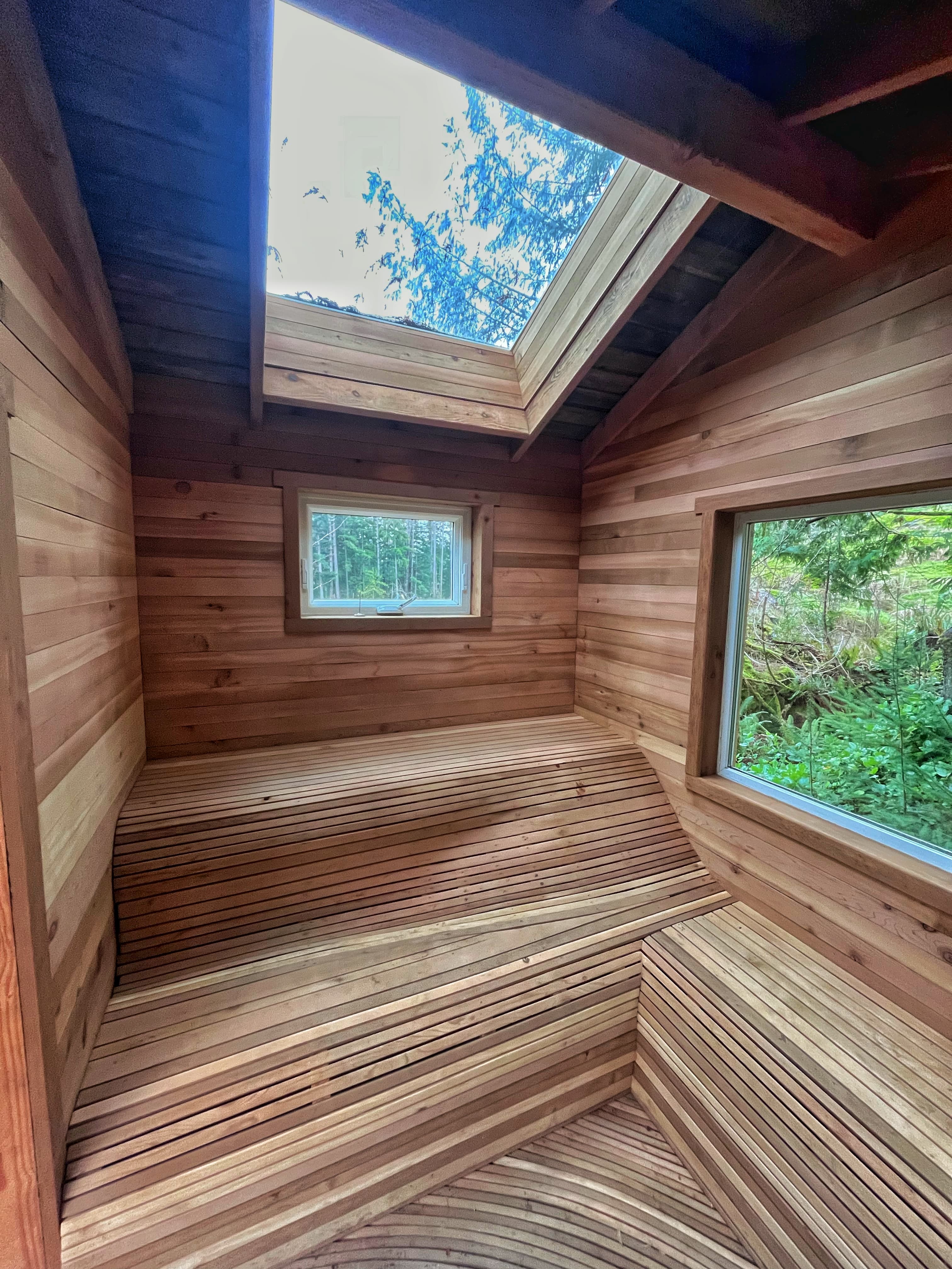 Framed structure with natural wood tones