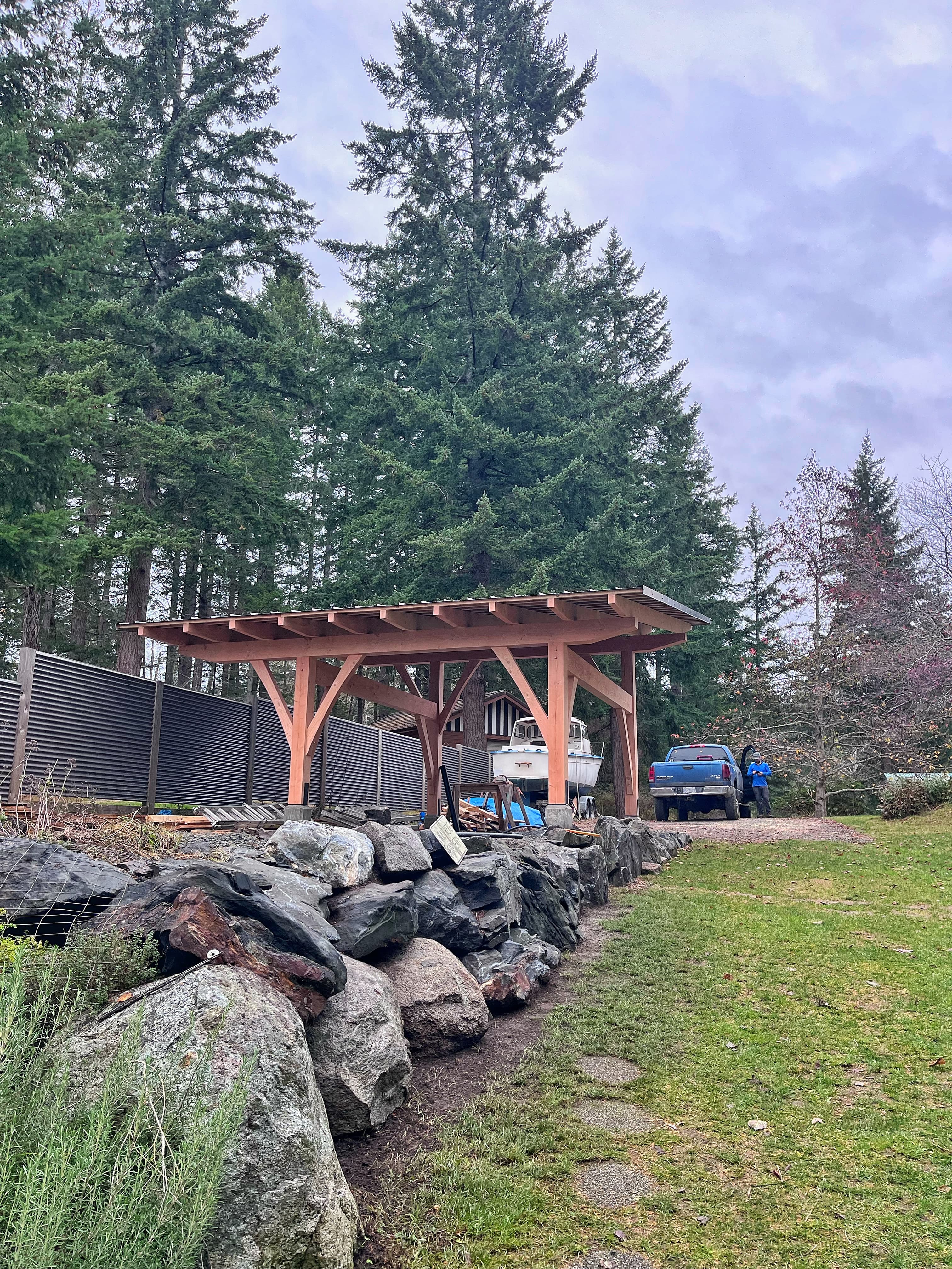 Timber structure with surrounding landscape