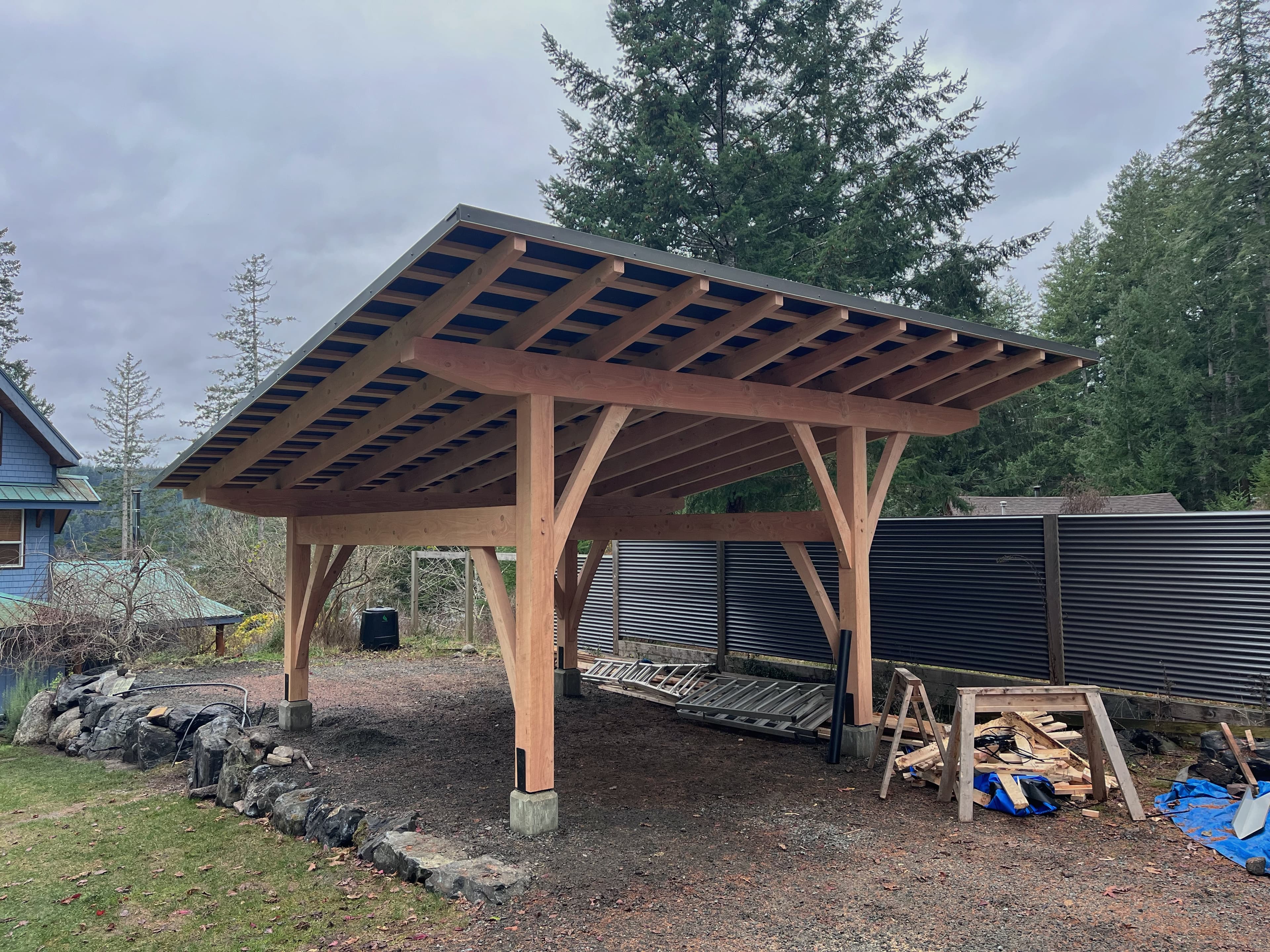 Frame raising in progress on site